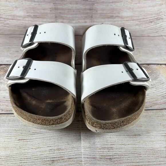 Birkenstock Arizona White Leather Womens Size EU 39 Womens 8.5 Mens 6.5 Narrow - Picture 3 of 12